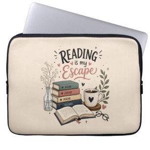 Reading Is My Escape - Cozy Book Lover Planner Laptop Sleeve