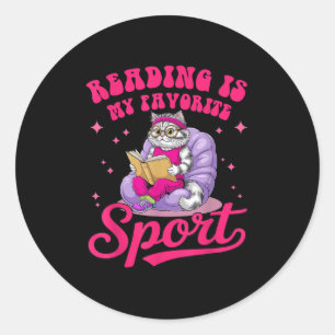 Reading Is My Favorite Srt Funny Cat Book Lover Li Classic Round Sticker
