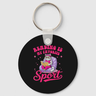 Reading Is My Favourite Srt Funny Cat Book Lover L Keychain