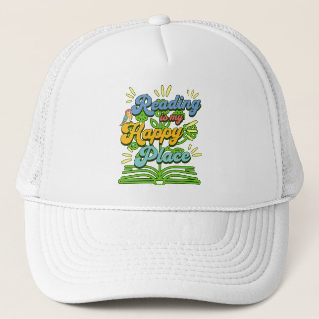Reading is My Happy Place Colorful Trucker Hat (Front)