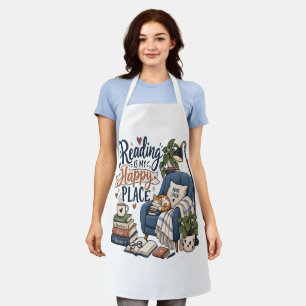 Reading is My Happy Place Cozy Book Lover Planner Apron