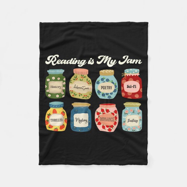 Reading Is My Jam Book Lover Teacher Student Liter Fleece Blanket (Front)