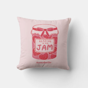 Reading is my jam book lover throw pillow