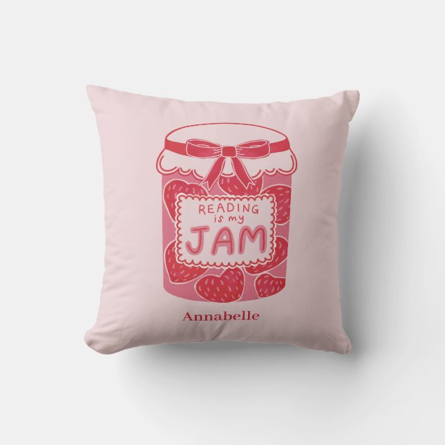 Reading is my jam book lover throw pillow (Front)