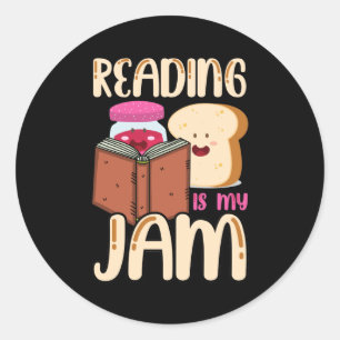 Reading Is My Jam Funny I Love to Read Books Gift Classic Round Sticker