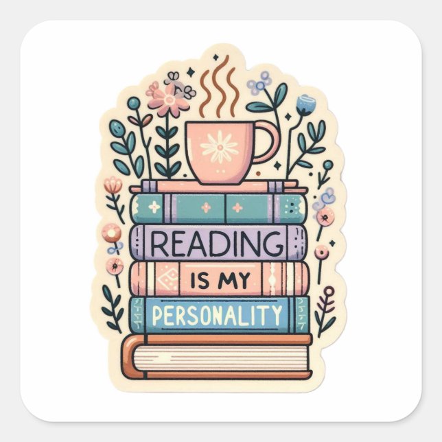 Reading Is My Personality Sticker - Cozy Bookworm  (Front)