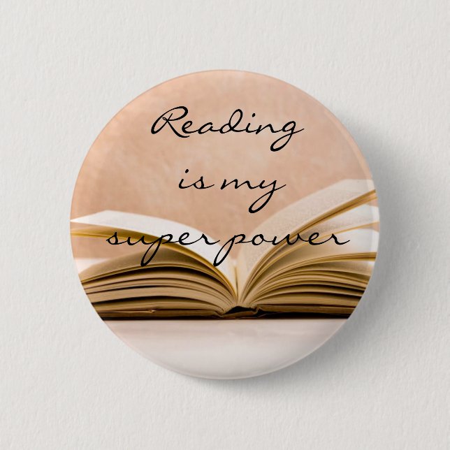 Reading is my super power 2 inch round button (Front)