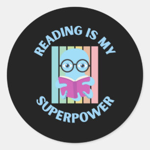 reading is my superpower classic round sticker