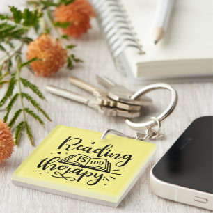 Reading is My Therapy Book Lover Keychain