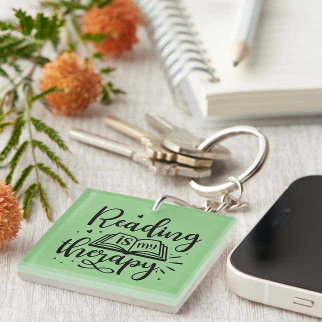 Reading is My Therapy Book Lover Keychain (Front Right)