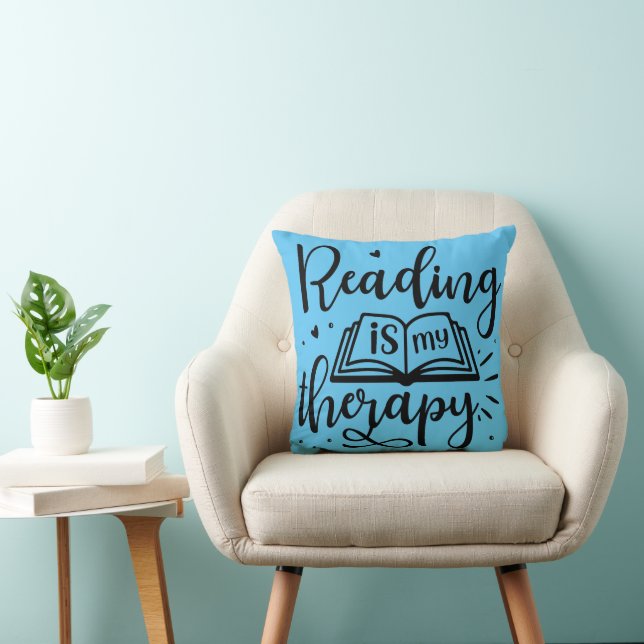 Reading is My Therapy Book Lover Throw Pillow (Chair)