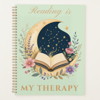 Reading is My Therapy Celestial Moon  Planner