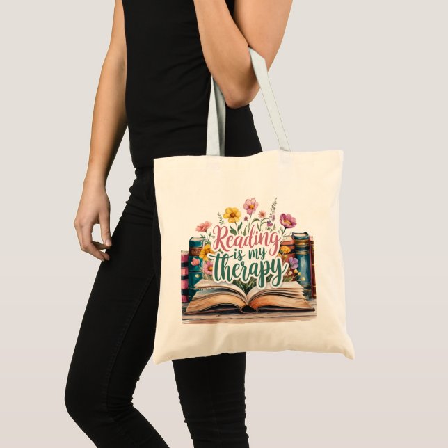Reading is My Therapy Wildflower Book Bag (Front (Product))