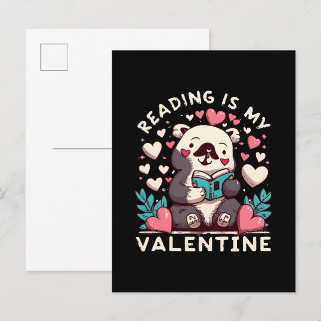 Reading Is My Valentine Invitation Postcard (Front/Back)