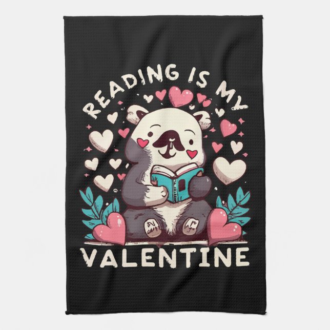 Reading Is My Valentine Kitchen Towel (Vertical)
