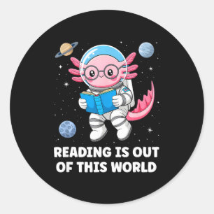 Reading is out of this world classic round sticker