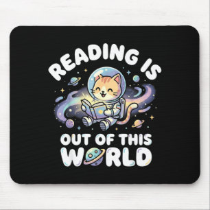 Reading is out of this world funny cat space books mouse pad