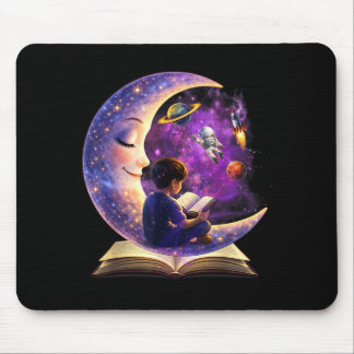 Reading is out of this world moon reading book mouse pad