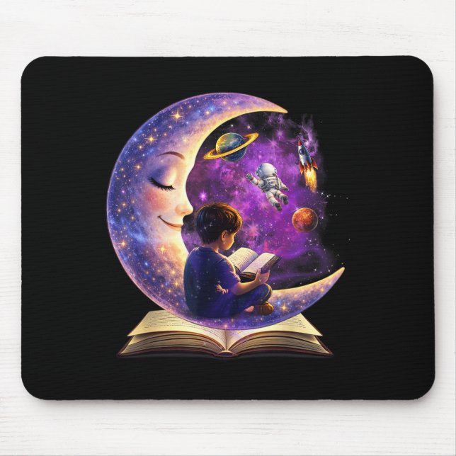 Reading is out of this world moon reading book mouse pad (Front)