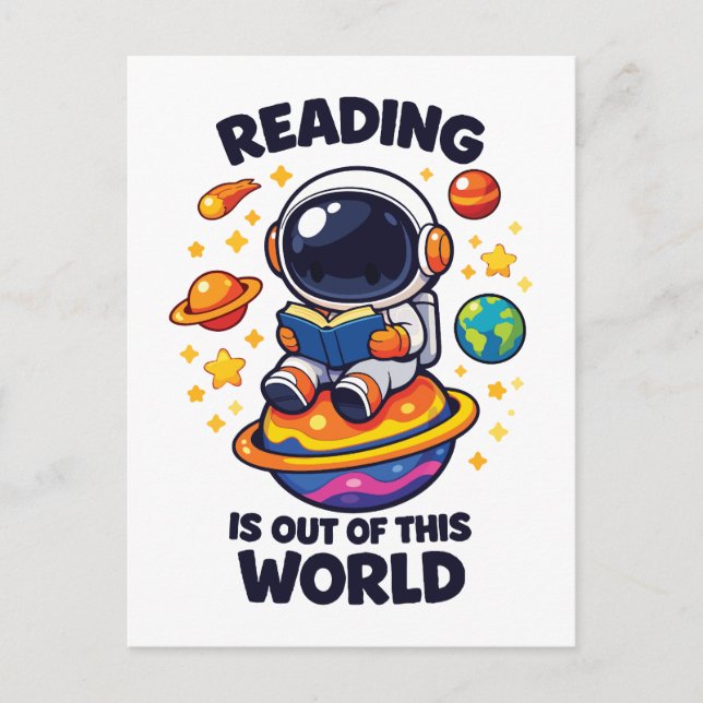 Reading is out of this world postcard (Front)