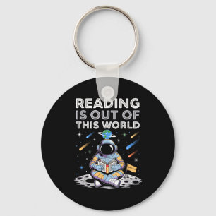 Reading is out of this world space astronaut books keychain