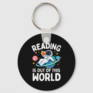 Reading is out of this world space astronaut keychain