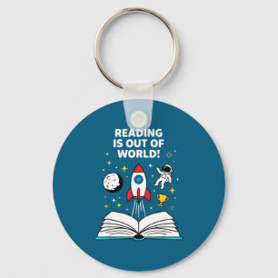 Reading is out of this world space astronaut keychain