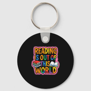 Reading is out of this world space astronaut keychain