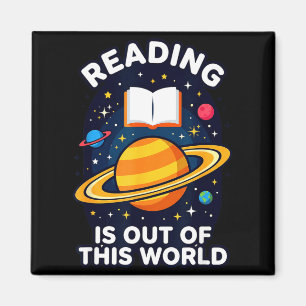 Reading is out of this world space astronaut  magnet