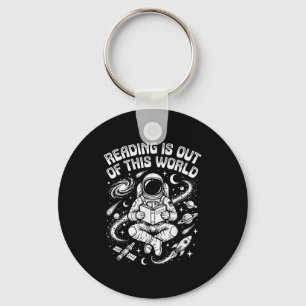 Reading is out of this world space funny book keychain