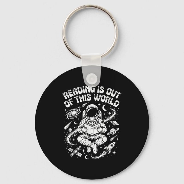 Reading is out of this world space funny book keychain (Front)