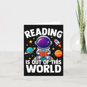 Reading is out of this world space funny bookish  card