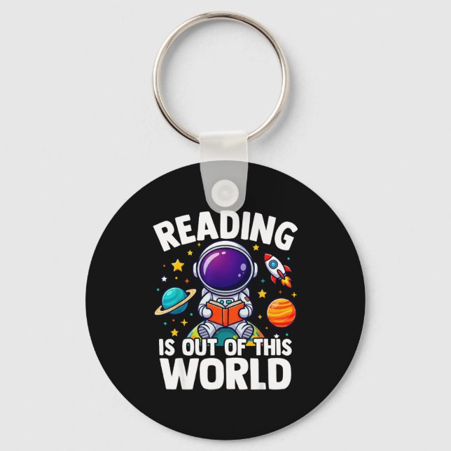Reading is out of this world space funny bookish  keychain (Front)