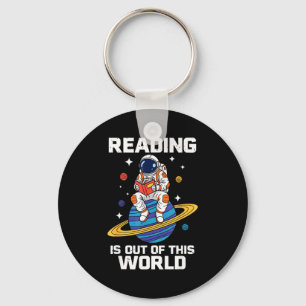 Reading is out of this world space funny books keychain