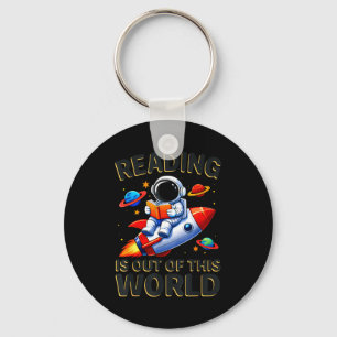 Reading is out of this world space funny books keychain