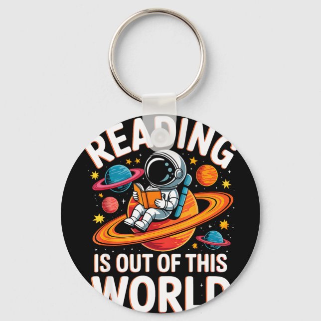 Reading is out of this world space funny books keychain (Front)