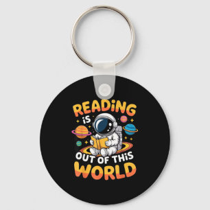 Reading is out of this world space funny books keychain