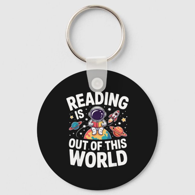 Reading is out of this world space funny books keychain (Front)
