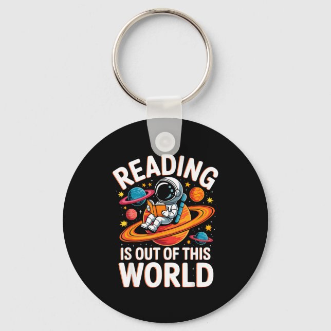 Reading is out of this world space funny books keychain (Front)