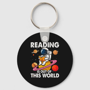 Reading is out of this world space funny books keychain