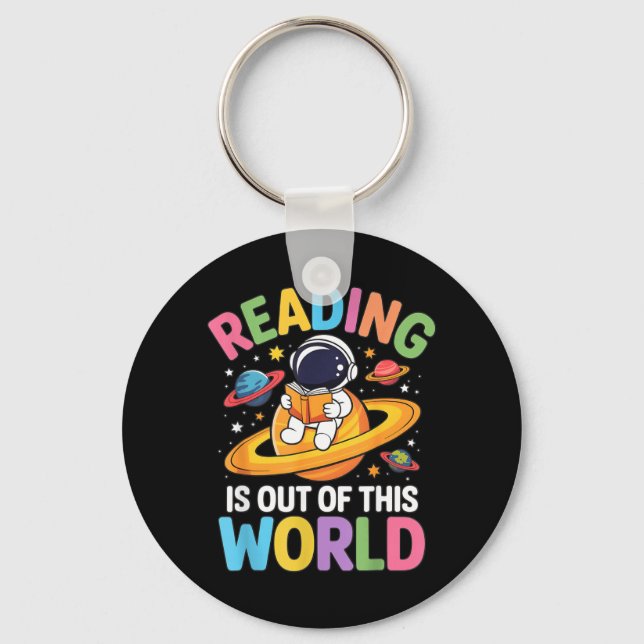 Reading is Out of This World Space Funny Books Keychain (Front)