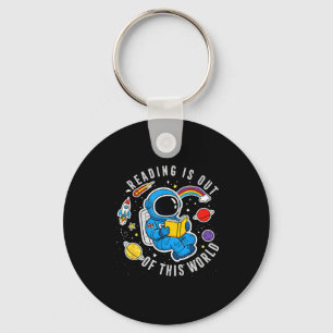Reading is out of this world space funny books keychain