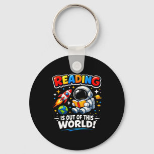 Reading is out of this world space funny books keychain