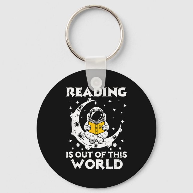 Reading is out of this world space funny books keychain (Front)