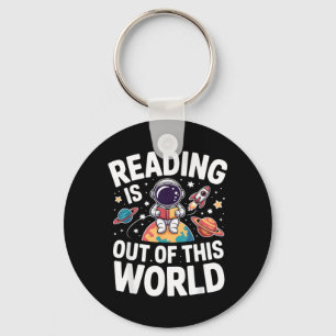 Reading is Out of This World Space Funny Books Keychain