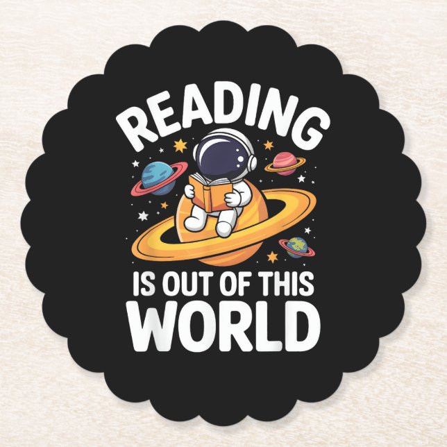 Reading is Out of This World Space Funny Books Lov Paper Coaster (Front)
