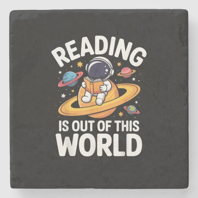 Reading is Out of This World Space Funny Books Lov Stone Coaster (Front)