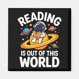 Reading is out of this world space funny books magnet