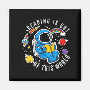 Reading is out of this world space funny books magnet