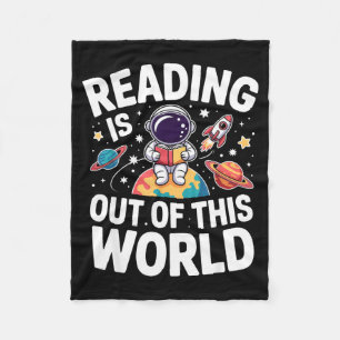 Reading is out of this world space funny booksRead Fleece Blanket